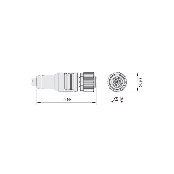 M12 3Pin, straight female, LED light, single end precast cable, PUR material, yellow sheath, 64T031-XXX